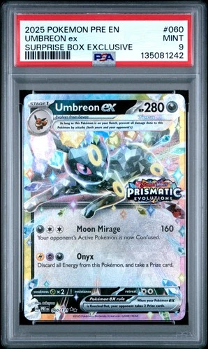2025 POKEMON PRE EN-PRISMATIC EVOLUTIONS SURPRISE BOX EXCLUSIVE UMBREON EX PSA 9
