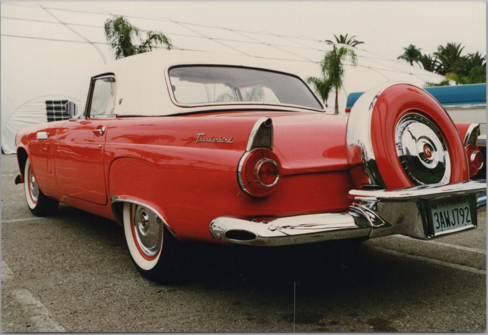 1980s 1950s Ford Thunderbird Convertible Classic Car Continental Kit Rear View
