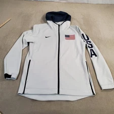 Nike USA Therma Flex Showtime Hoodie Mens Large White Nike Dri Fit Basketball