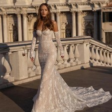 Strapless Detachable Sleeve Mermaid Wedding Dresses Lace Embroidery Bridal Gown
