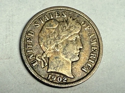 1902 BARBER silver U.S. dime. Nice original VF+. #q1