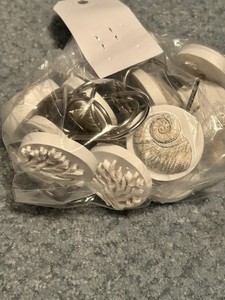 Sea Shell Shower Curtain Hooks Set of 12 White Beige Resin Metal Matte Finish