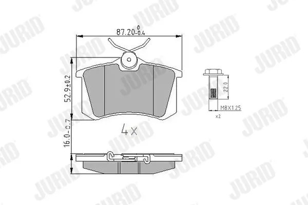 Brake pads 573847J JURID for RENAULT MEGANE CC MEGANE III Grandtour FLUENCE