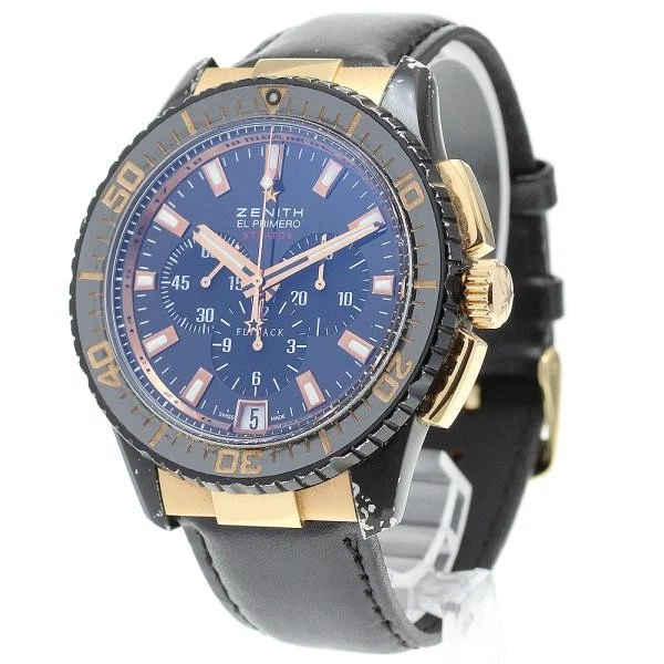 Zenith — Zenith Stratos Flyback 85.2060.405 46mm SS Black Dial Automatic Watch #C3289