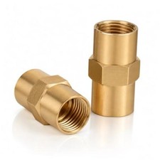 2Pcs Brass Argon Hose Coupler 5/8-18 RH Female to 5/8-18 RH Fema