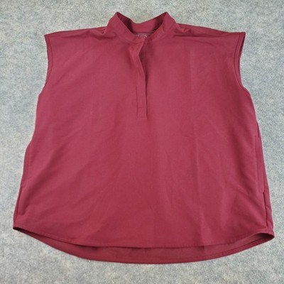 Figs Scrubs Womens Extra Large Solid Red Burgundy V Neck Sleeveless Pullover