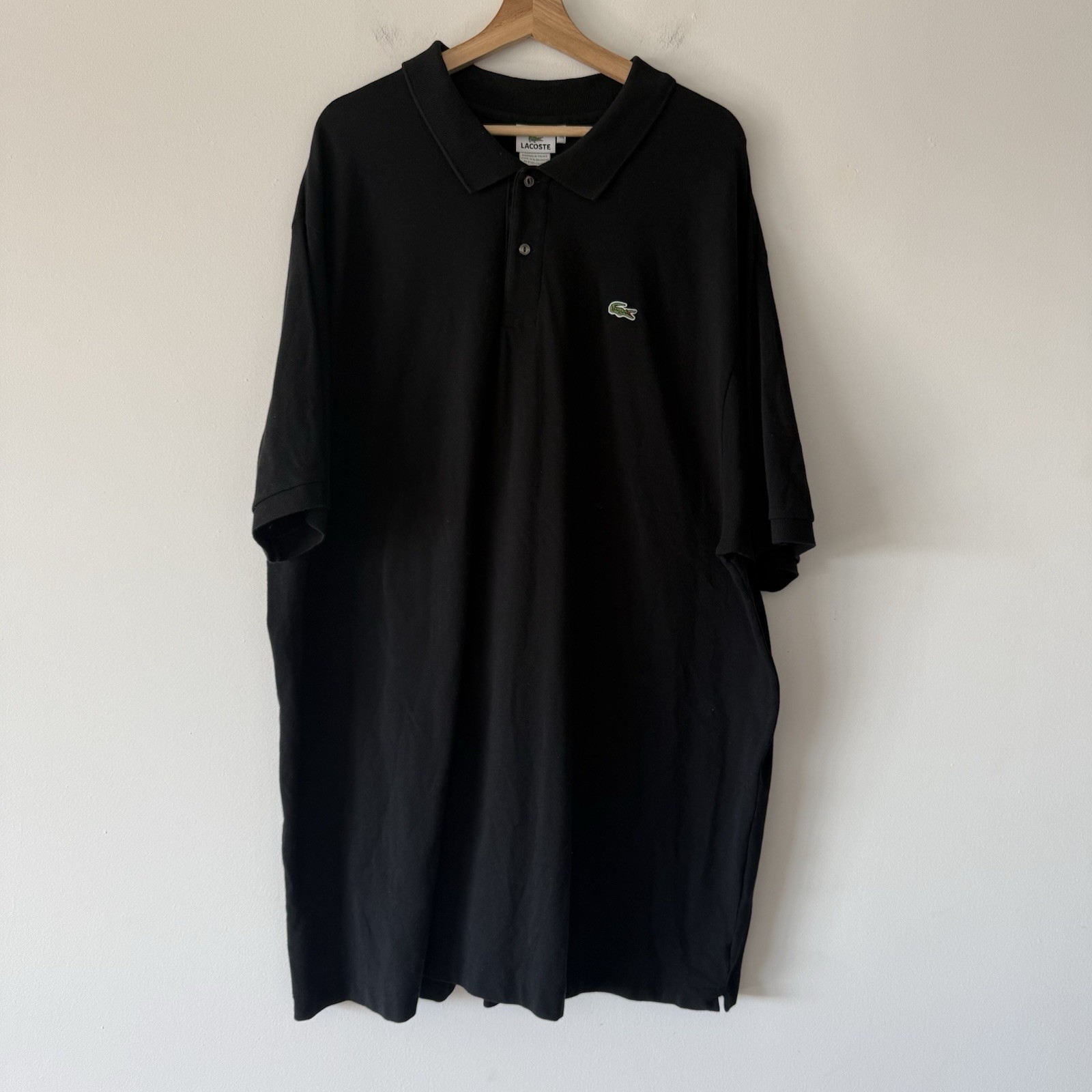 Lacoste Polo Shirt Mens Size 11L 2XLT Cotton Regular Fit Black Short Sleeve READ thumbnail 2