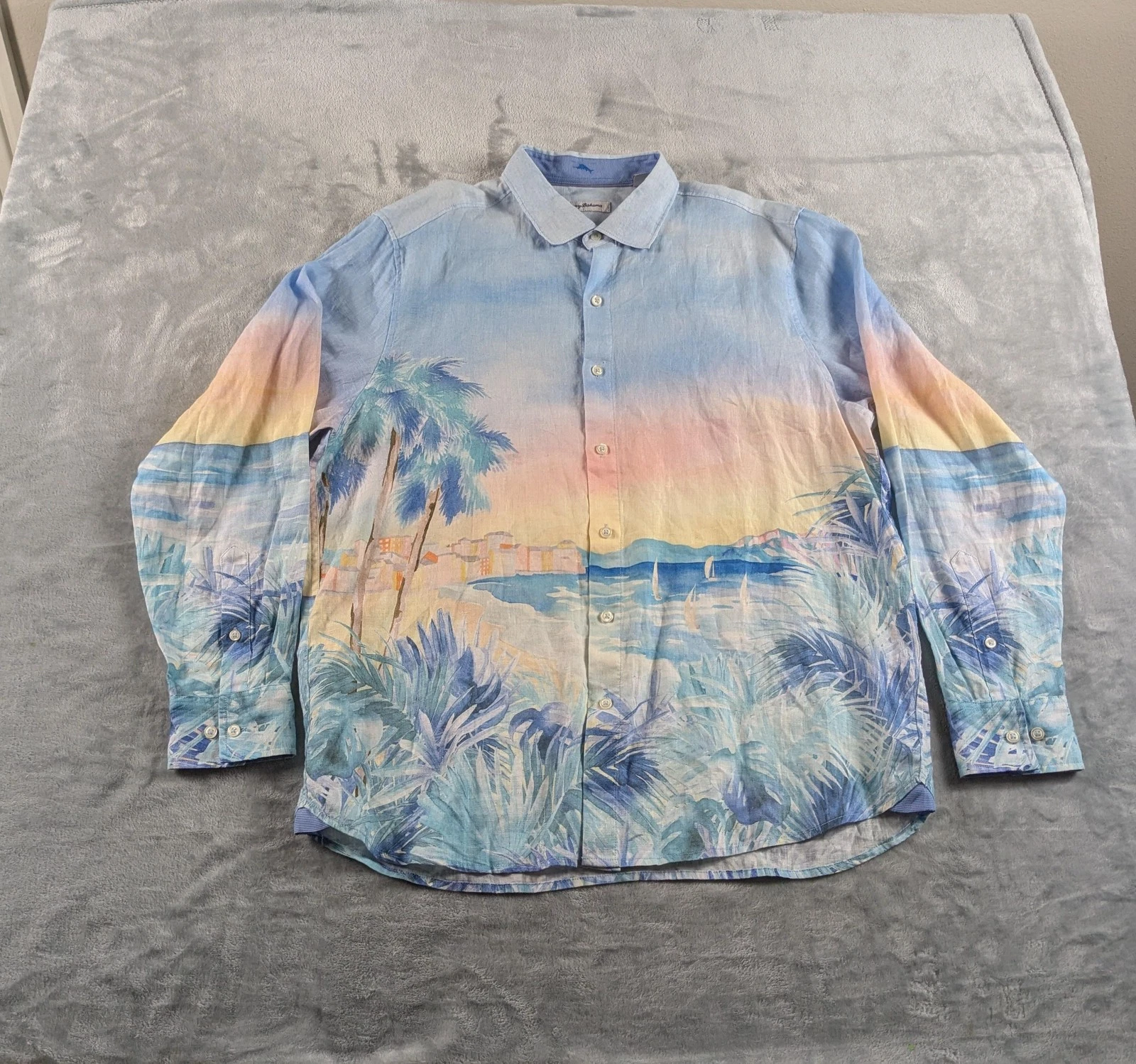 Tommy Bahama Shirt Mens Large Linen Forte Dei Marmi Seas Long Sleeve Relax Beach