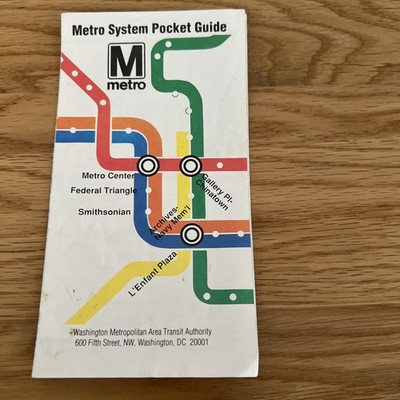1991 Metro System Pocket Guide System Map Washington DC USA