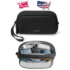 Electronic Organizer Travel Case Black Dual Compartment Tech Pouch for Cables...