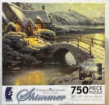 CEACO Puzzle 2008 750 Piece SHIMMER Thomas Kinkade CHRISTMAS MOONLIGHT