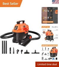 Powerful 2.5-Gallon Wet/Dry Utility Vac with Blower Function & 13 Accessories