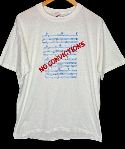 Vintage 90s Music Notes T Shirt No Convictions Band Song Graphic Tee Sz L/XL