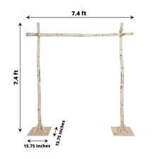 7.5 ft Square NATURAL Birch Wood Wedding Arch Backdrop STAND Party Decorations