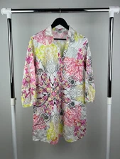 Sara Roka Floral Print Made in Italy Dress 100% Cotton Size 48