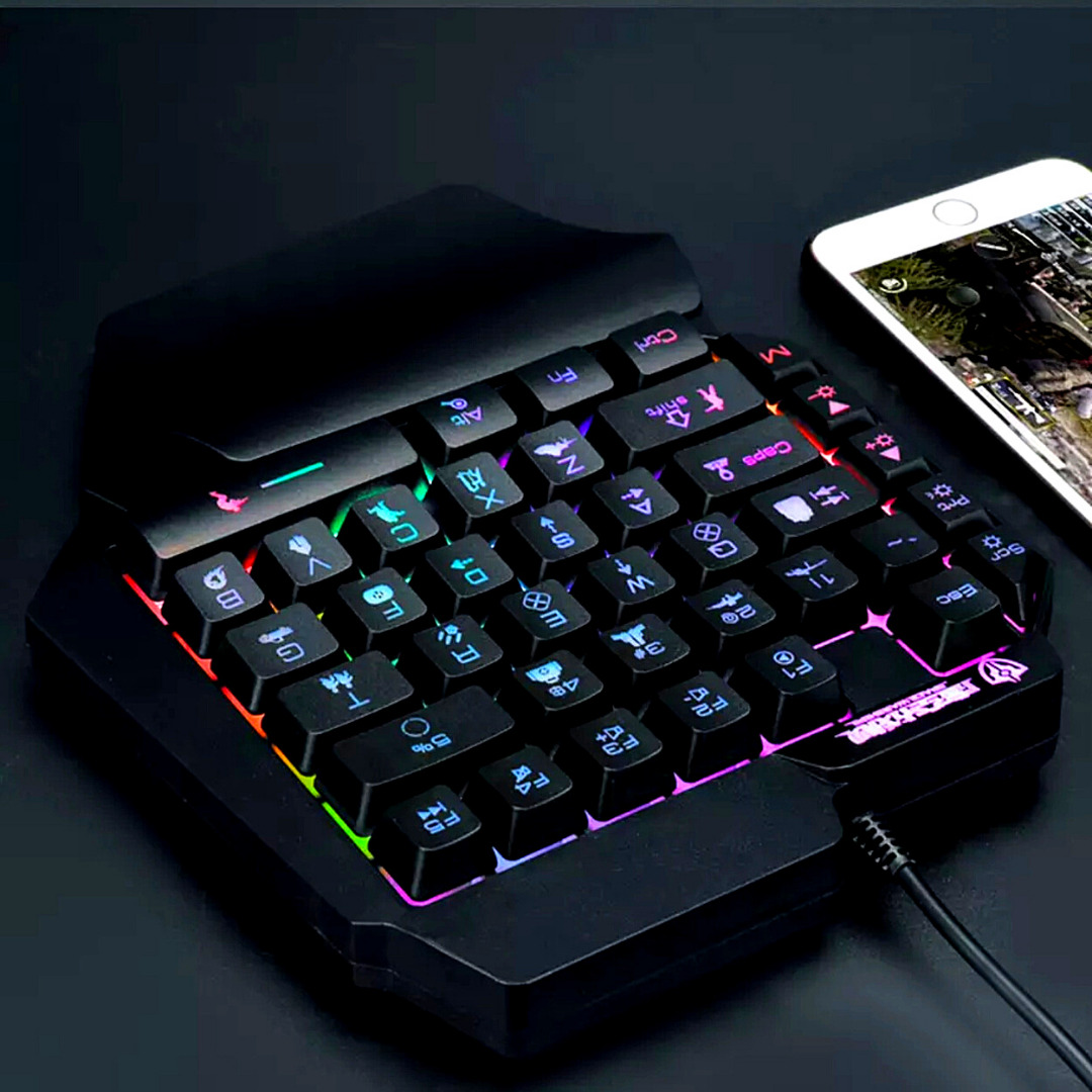 Teclado Gamer para Juegos Mini Teclado multicolor LED Mini Keyboard for  Gaming