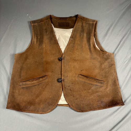 Roundtree Yorke Original Lederweste Herren XL braun Western Cowboy Knebelknopf