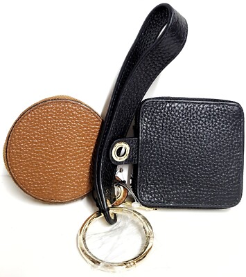 Furla Coin Case Set with Wrist Strap Cognac Black Gold Multi