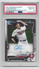 Cade Povich 2021 Bowman Chrome  BASE Auto PSA 10 Gem Mint