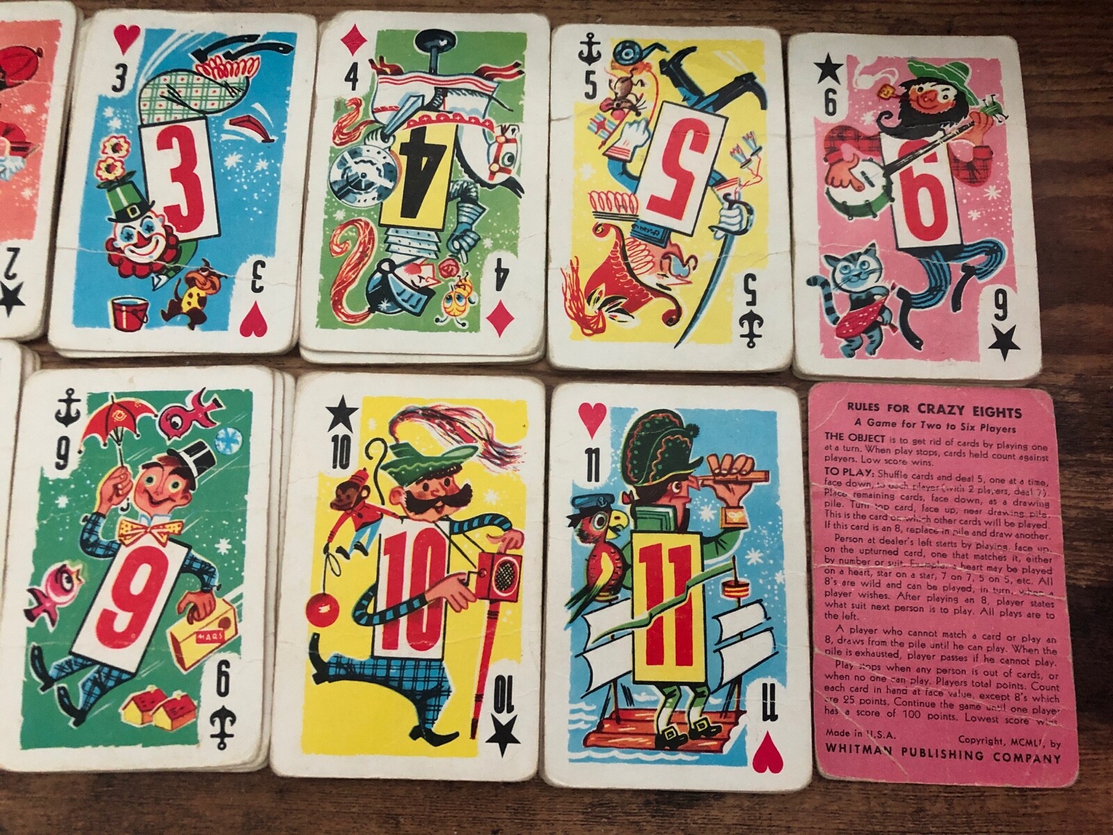 Vintage Whitman Crazy Eights Card Game #4115 Printed USA Yellow