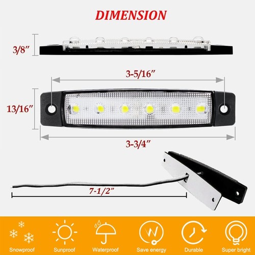 12V 24V 10x Biały przedni znacznik LED Przyczepa Ciężarówka Światło pozycyjne Światła Lampy - Zdjęcie 5 z 10