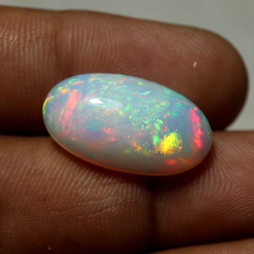 12.2 Crt 24x13.6 MM Natural AAA Red Green Pink Play Fire Ethiopian Opal Cabochon - Picture 7 of 10