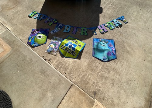 pixar Monsters Inc Happy Birthday Party 10 ft banner and extras see photos - Picture 4 of 8
