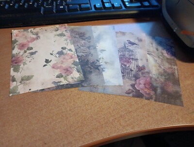 5X SHEETS NOSTALGIC/VINTAGE FOR SCRAPBOOKING/JOURNALS  +/- 13X9 CM (VIN1148)