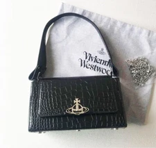 Vivienne Westwood Hazel Handbag Shoulder Bag Black Crocodile Pattern outlet JPN