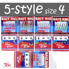 5-style Fishing Bait Rigs Size 4 Premium sabiki 6 Hooks