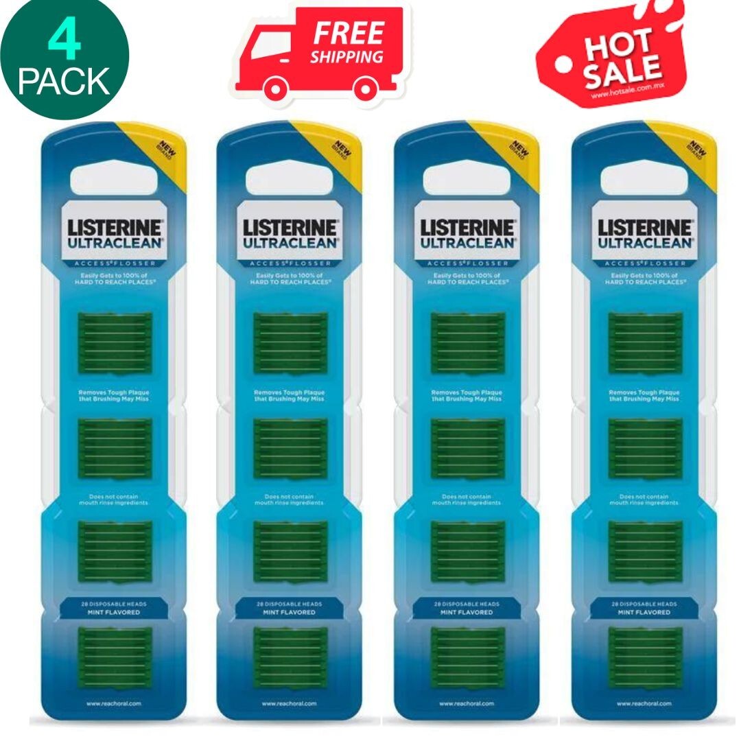 Listerine Ultraclean Access Flosser Floss Refills Mint 28 ct 4 packs