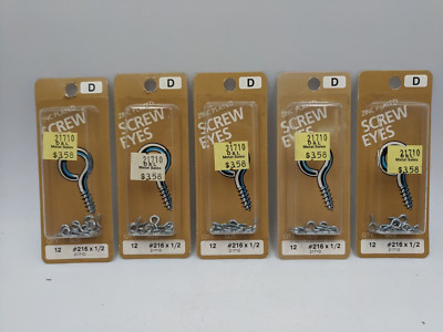 New Small Screw Eyes 216 1/2'' Midwest Fastener 21710, Lot of 60