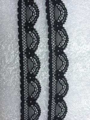 MARKENLOS 50m/2m elegante Spitze Borte elastisch Dunkel Schwarz 1,8cm NR