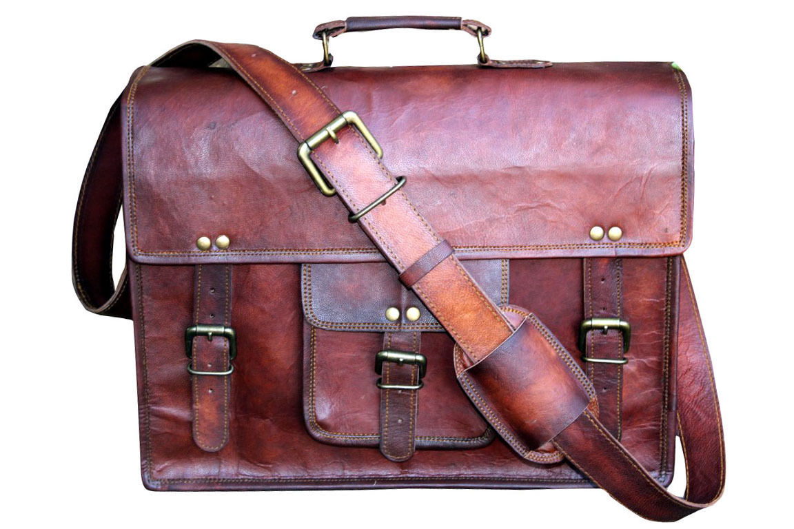 Nuevo Hombre Handmade Vintage Cuero Marrón Bandolera Bolsa para Portátil Clásico