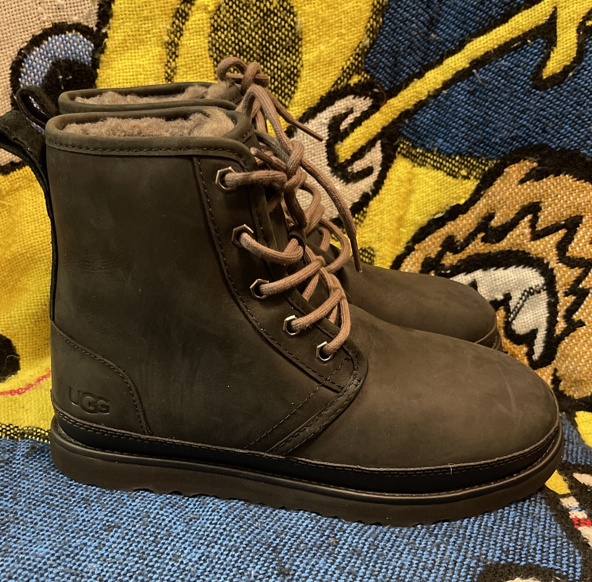 UGG Harkley Waterproof Black Boots Men\'s Sz 14 Shoes Suede Casual Wool 1017238 UGG Australia Harkley Waterproof Lace Up Boot 1017238  main image 3