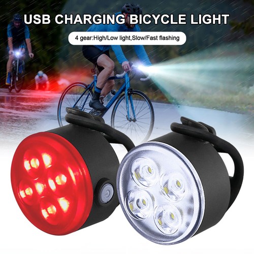 Rear Bike Lights Back Bicycle Light Set LED Front USB Rechargeable Waterproof UK - Afbeelding 1 van 15