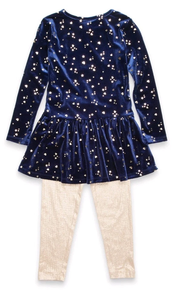 Flapdoodles Conjunto de Vestido y Leggings Estampado de Estrellas y Corazón Brillante para Niña-5 Foto 3 de 3