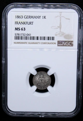 1863 Kreuzer, Free imperial city of Frankfurt, Germany. UNC KM-367 NGC MS63