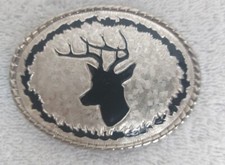 Belt Buckle Cowboy for Men  Women Silver Deer Head/USA