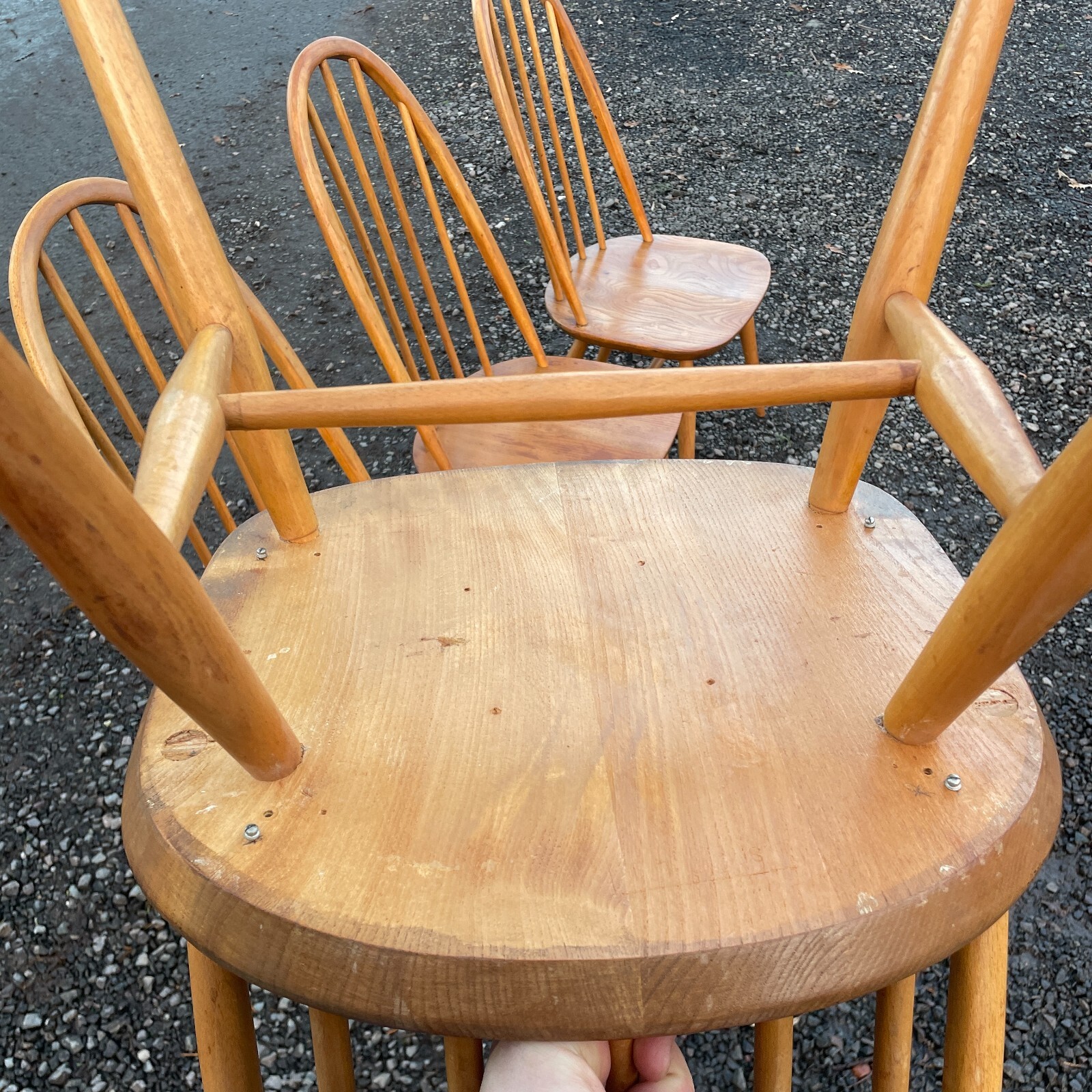 Vintage Ercol Dining Set 384 Drop Leaf Table & 4 x 365 Quaker Chairs
