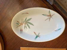Noritake China Canton (5027) Small Platter 12" x 8" Bamboo Gold Rimmed MINT