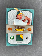 2005 UD SWEET SPOT ERIC CHAVEZ SWEET THREADS PRIME 3-COLOR PATCH /25 - A'S