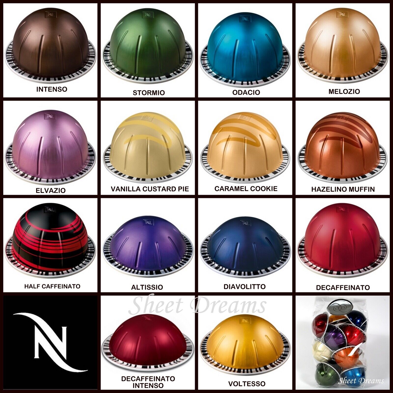 Nespresso® Vertuoline Deluxe Starter Sampler - Coffee and Espresso Capsules  for a total of 20 Pods