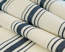 Farmhouse Stripe Navy and White Upholstery Fabric