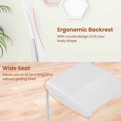 Dining Chair Set of 4 w/Ergonomic Backrest Wide Seat Stackable Kitchen Chairs - Picture 7 of 9