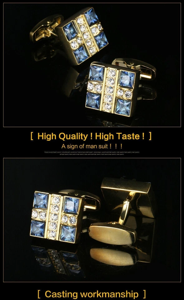 Gemelos de plata 925 para hombre de zafiro y circonita cúbica creados por Princess Lab de 2 quilates Foto 3 de 4