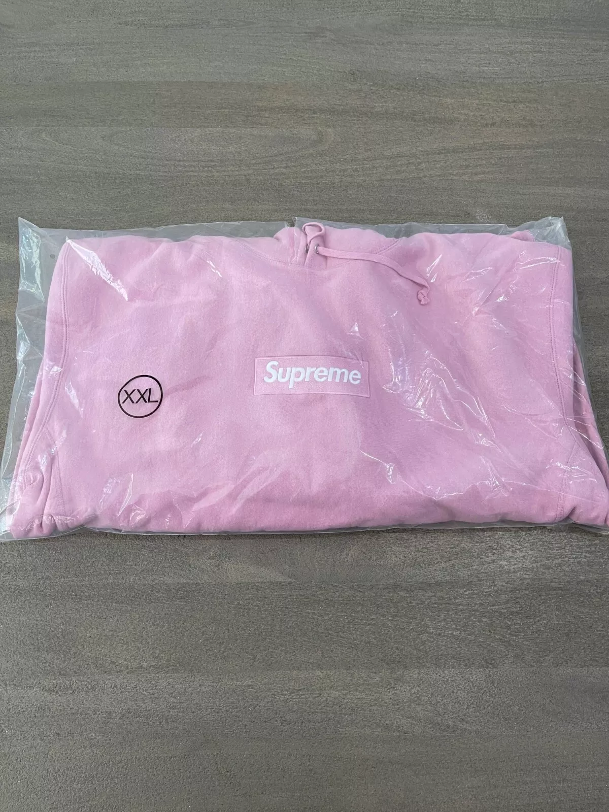 Taille XXL   Sweat à capuche logo Supreme Box rose poussiéreux (FW24) *En main*