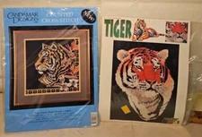 2 NIP Counted Cross Stitch Kit  TIGERS Exotic Cats Candamar Designs Color Charts