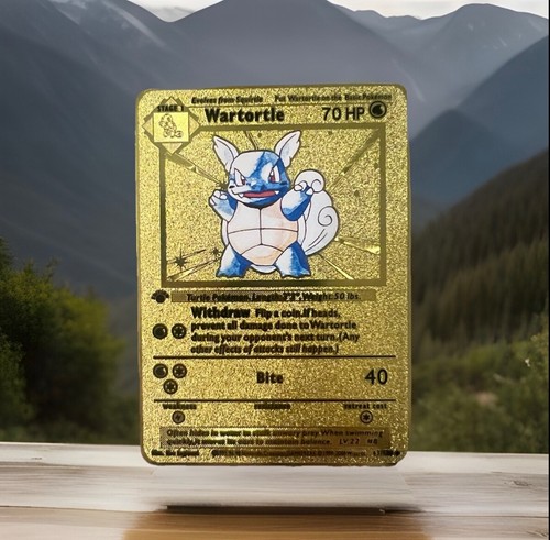 Blastoise Wartortle Squirtle Pokémon Gold Metal Card Collectable First Edition - Picture 10 of 10