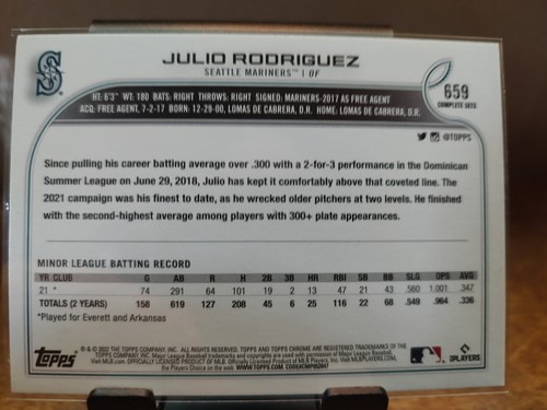 2022 Topps Base Set Photo Variations #659 Julio Rodriguez Seattle Mariners - Picture 2 of 2